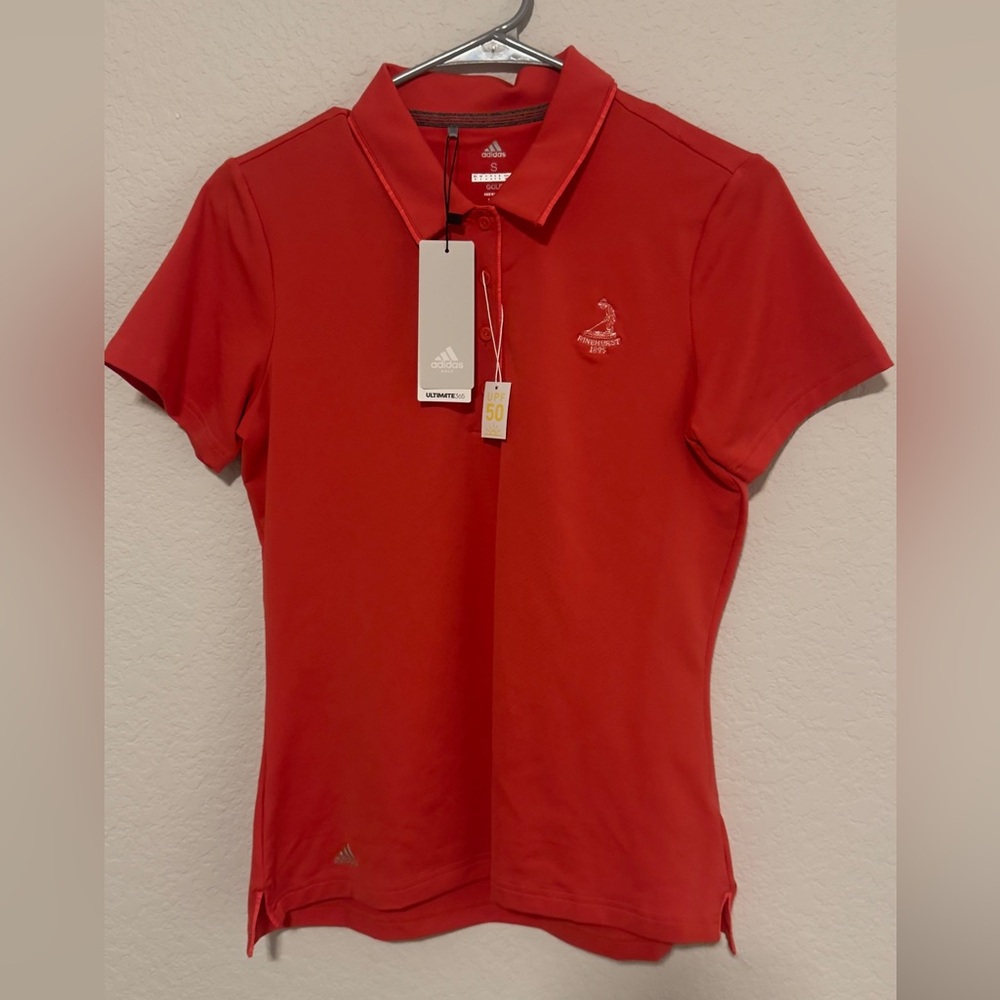 Pinehurst adidas Red Performance Polo with Logo Tag